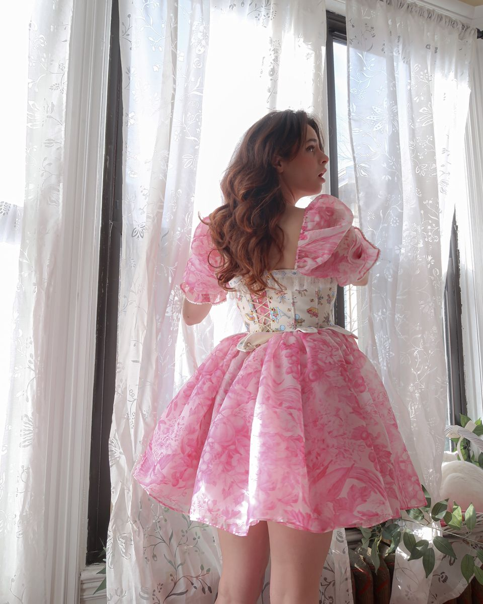 Girlish Puffy Women's Homecoming Dress Barbie Pink Corset Short Prom Gown Birthday Dress RS3169