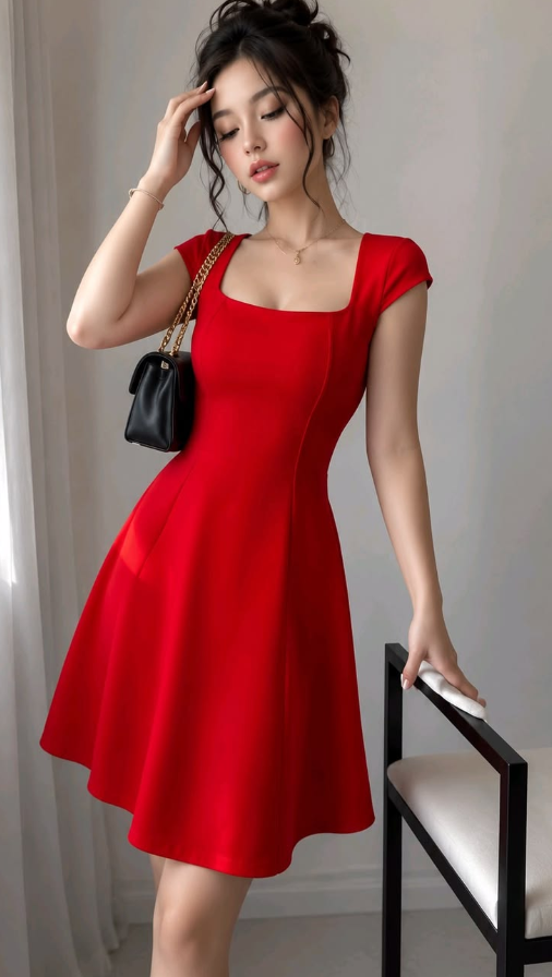 Silky Satin Corset Homecoming Dress , Minimalist Red Short Prom Dress Party Dress RS1864