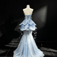 Beaded Tassel Decor Corset Prom Gown ,  High End Navy Maxi Evening Dress Birthday Dress RS1857