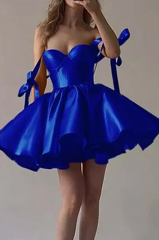 Sparkly Satin Corset Homecoming Dress , Minimalist Navy Short Prom Dress Party Dress RS1865
