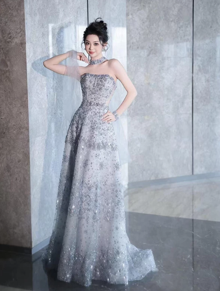 Glitter Beaded Corset Prom Gown , Gorgeous Lavendeer Maxi Evening Dress Ball Gown RS1881