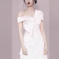 French white satin one shoulder design fashionable banquet dress homecoming dress R2982