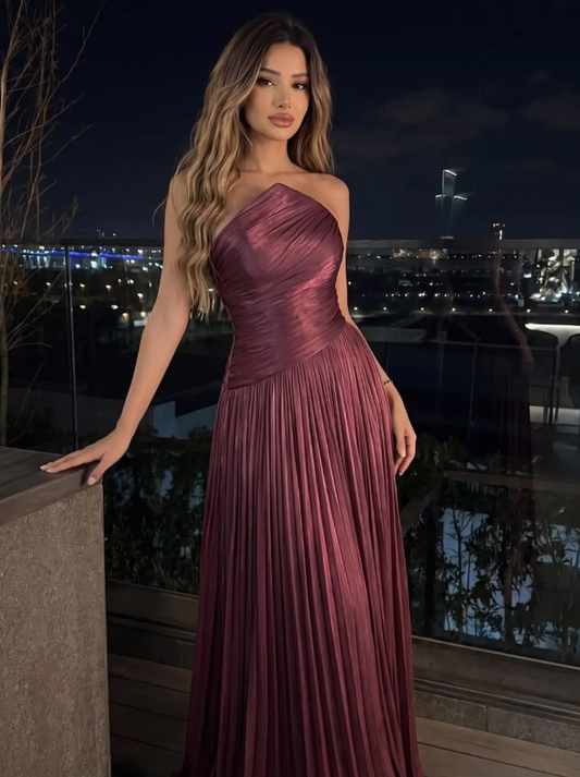 Silky Satin Bodycon Prom Gown , Elegant Dusty Pink Maxi Evening Dress Ball Gown RS1889