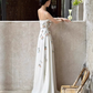 French flower embroidered sling dress 2025 high-end heavy waist dress R1171