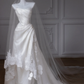 White satin one-shoulder slim waist long dress bridal gown R5787