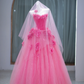 Pink tube top slim waist cute girl long dress bridal gown R5825