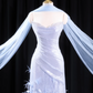 Light blue strapless fitted long ball gown R8927