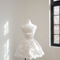 White lace strapless fitted short ball gown R8532