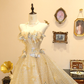 Light yellow strapless fitted long wedding dress R6581