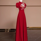 Red Chinese-style neckline, fitted waist, long ball gown/bridal dress R8319