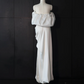 White satin off-the-shoulder fitted long ball gown/bridal dress R8957