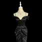 Black off-the-shoulder halter-neck fitted long ball gown R6621