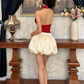 Red halterneck sexy top with bud skirt short skirt homecoming dress R4561