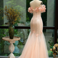 Light pink off-the-shoulder fitted waist bodycon sexy long ball gown, wedding dress R8064