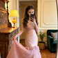 Pink strapless, fitted, bodycon, mermaid-style long ball gown/bridal dress R8593