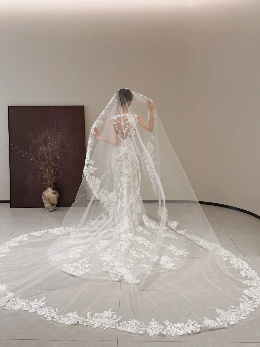 White sleeveless classic lace waist slim fishtail sexy long dress bridal gown R6062