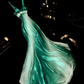 Green halter-neck fitted elegant long ball gown R7020