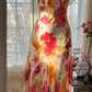 Pink floral print halter-neck fitted bodycon long ball gown R6541