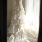Ivory white strapless beaded fitted waist slim-fitting cake skirt long ball gown R6701