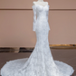 White lace off-the-shoulder fitted waist sexy bodycon fishtail skirt long ball gown/bridal dress R8291