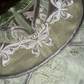 Light green floral print fitted midi ball gown R6859