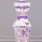 Light purple floral print strapless waist-cinching bodycon skirt ball gown R8261