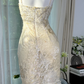 Light apricot halter-neck fitted waist slim hip mid-length ball gown R7616