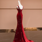 Red halter-neck, fitted, bodycon, sexy long ball gown/bridal dress R8496