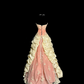 Light pink strapless fitted bodice and light apricot tutu skirt ball gown R8110