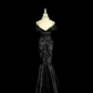 Black off-the-shoulder halter-neck fitted long ball gown R6621