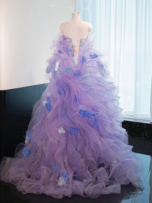 Light purple strapless fitted long ball gown, bridal dress R8987