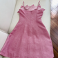 Pink halter neckline 3D flower waist slim A-line short skirt homecoming dress R5231