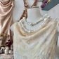 Light yellow floral print fitted elegant ball gown R6222