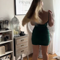 Green suspender low-cut sexy waist slim hip skirt homecoming dress R5550