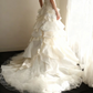 Ivory white strapless beaded fitted waist slim-fitting cake skirt long ball gown R6701