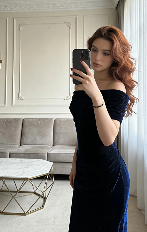 Dark blue off-the-shoulder fitted waist bodycon long ball gown R9047