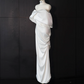 White satin off-the-shoulder fitted long ball gown/bridal dress R8957