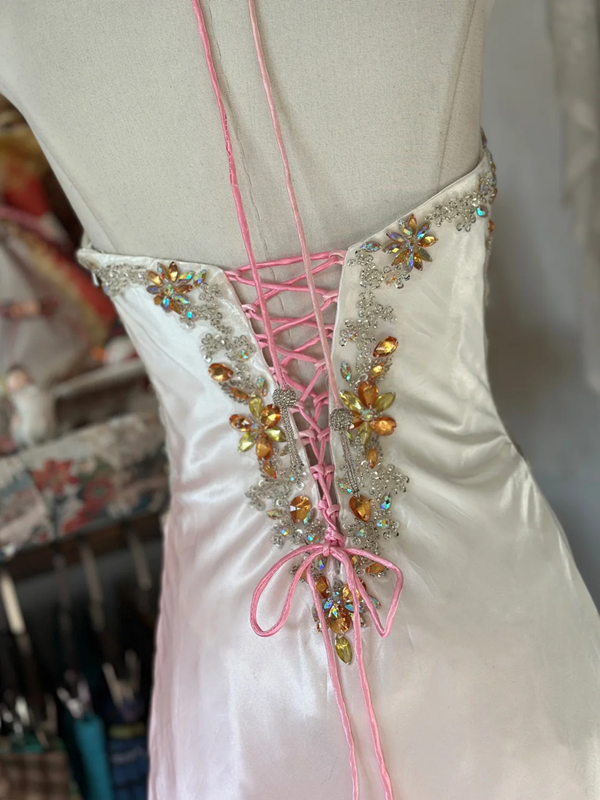 Gradient halter neck rhinestone fitted mermaid gown, ball gown R6301