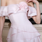 Pink one-shoulder slim waist design short skirt homecoming dress R4481