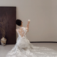 White sleeveless classic lace waist slim fishtail sexy long dress bridal gown R6062