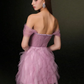 Light purple suspender waist slim asymmetrical skirt short skirt homecoming dress R4521
