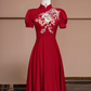 Red Chinese-style neckline, fitted waist, long ball gown/bridal dress R8319