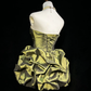Olive Green Strapless Waist Satin Flower Bud Skirt Homecoming Dress R4928