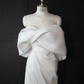 White satin off-the-shoulder fitted long ball gown/bridal dress R8957