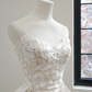 White lace strapless fitted short ball gown R8532