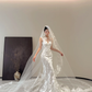 White sleeveless classic lace waist slim fishtail sexy long dress bridal gown R6062