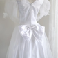 White V-neck retro long-sleeved fitted waist classic long ball gown/bridal dress R6820