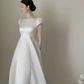 White high‑waist elegant long prom dress R7967