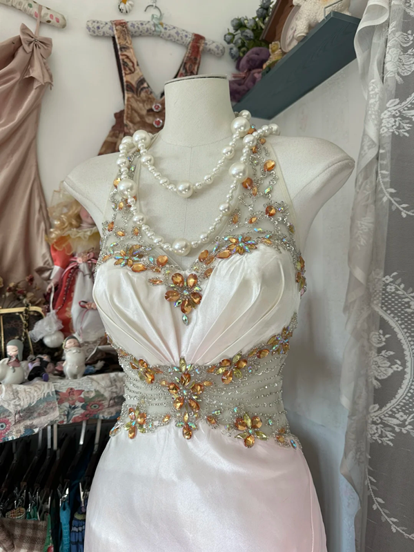 Gradient halter neck rhinestone fitted mermaid gown, ball gown R6301