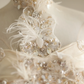 Ivory white strapless beaded fitted waist slim-fitting cake skirt long ball gown R6701